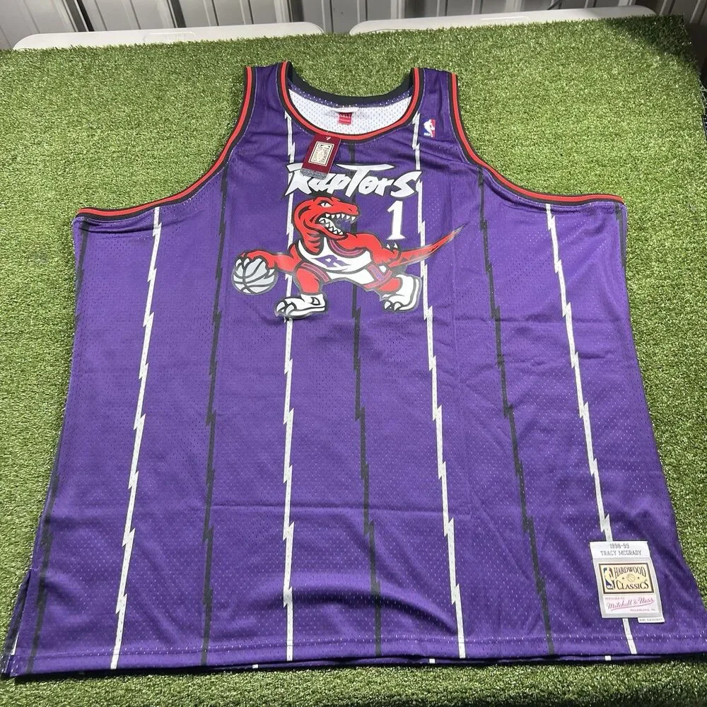 1998-99 Mitchell & Ness Toronto Raptors #1 Tracy Mcgrady NBA Jersey Men Size 5XL
